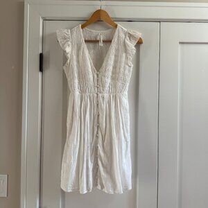 Anthropologie Peregrine Smocked Ruffle Mini Dress | White | Size XXS